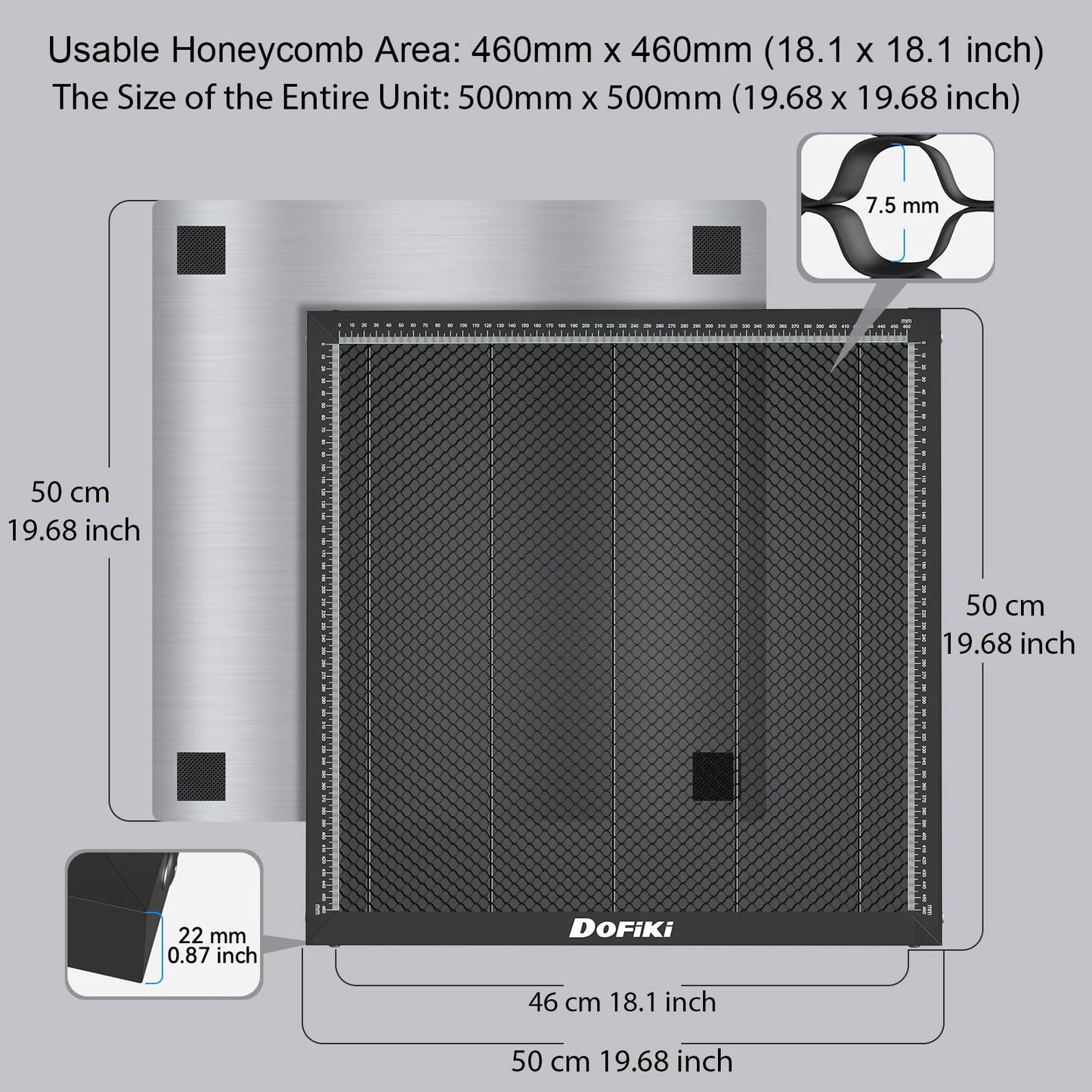 Dofiki Steel Honeycomb Laser Bed 500 x 500mm Honeycomb Tray for D1, D1 Pro, Falcon, Falcon 2, Master 3, P20 V35 Plus, S6, S9 and Most Laser Engraver - WoodArtSupply