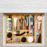 ZROOY Expandable Bamboo Kitchen Silverware Organizer Drawer for Utensils Holder and Cutlery, 8 Compartments for Drawer Tray with Grooved Drawer ZROOY