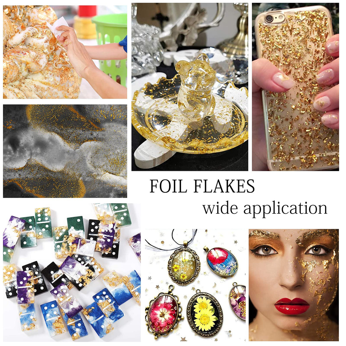 GORGECRAFT Gold Foil Flakes Metallic Foil Flakes Metal Gold Leaf with Tweezers for Nail Art, Painting, Crafts, Resin Jewelry Making, Purple GORGECRAFT