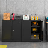 Coolsun Metal Storage Cabinet, Garage Storage Cabinet with Doors and 2 Adjustable Shelves, 36" Black File Cabinet, Locking Cabinet for Coolsun