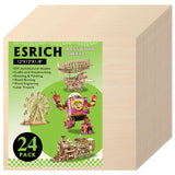 24 Pack Basswood Sheets 1/8 x 12 x 12 Inch for Crafts, Basswood Sheets Plywood Sheets for Laser Cutting & Engraving, Wood Burning, Architectural ESRICH