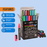 Loddie Doddie Liquid Chalk Markers | Dust Free Chalk Pens - Perfect for Chalkboards, Blackboards, Windows and Glass | 6mm Reversible Bullet & Chisel Loddie Doddie