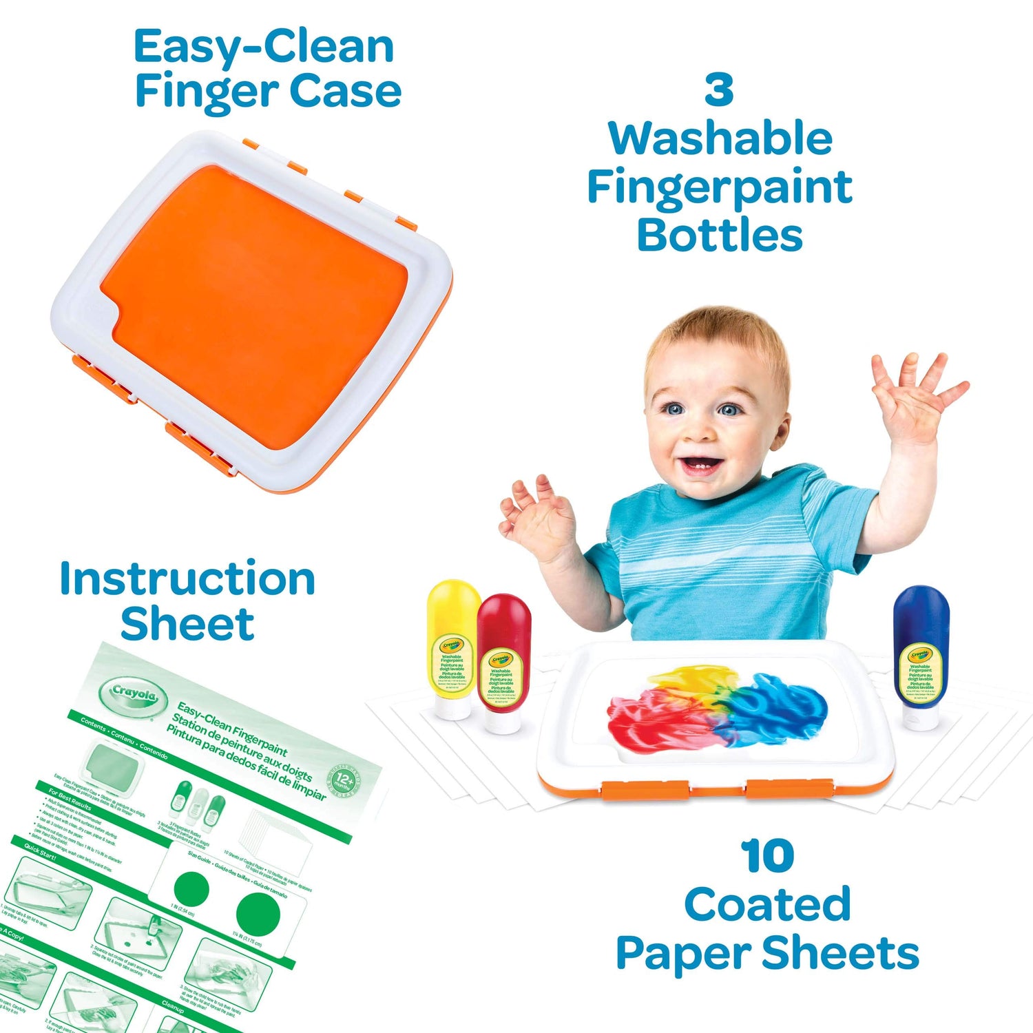 Crayola Washable Finger Paint Station, Less Mess Finger Paints for Toddlers, Kids Gift Crayola