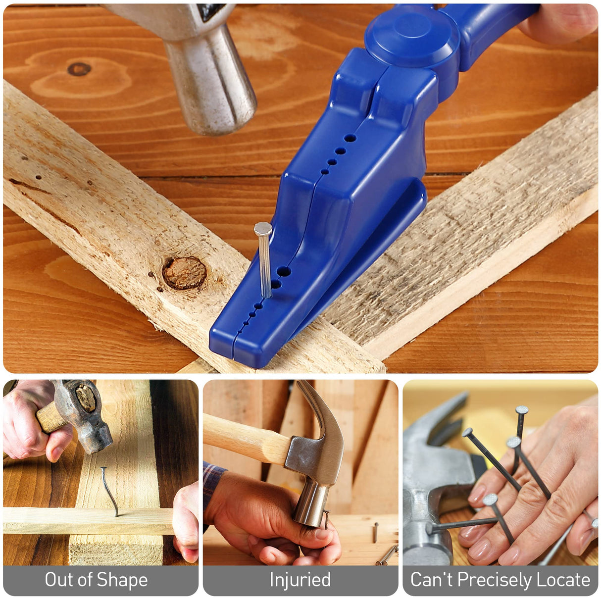 2 Pcs Nail Holder for Hammering, Plastic Pliers, Finger Safe for Hammer Nails in Slip Joint Pliers, Finishing Nails Pliers Keeps Fingers Safe, Basic Dreyoo