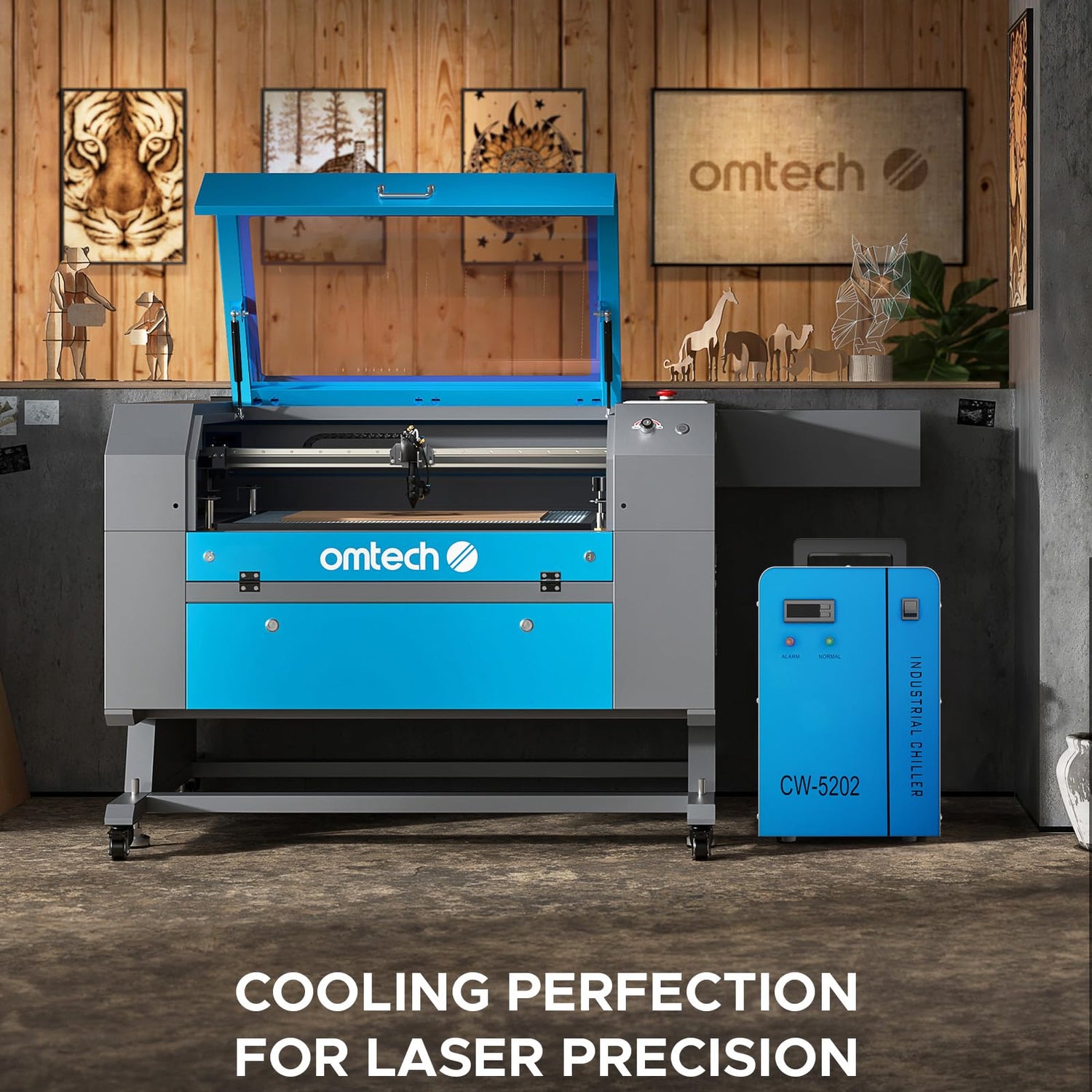 OMTech 6L Dual Industrial Water Chiller 0.9hp 3.2gpm 2 Inlets & Outlets Powerful Water Cooling System CW-5202 Water Cooler to Chill Two 60W 70W 80W OMTech