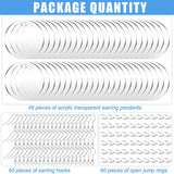 Loetere 168 Pieces Acrylic Earrings Blanks DIY Earrings Making Kit Includes Transparent Round Clear Acrylic Earring Blanks Pendants Earring Hooks and Loetere