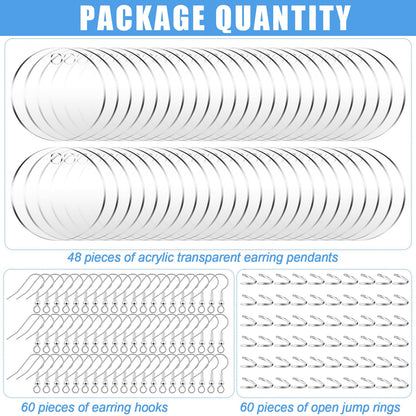 Loetere 168 Pieces Acrylic Earrings Blanks DIY Earrings Making Kit Includes Transparent Round Clear Acrylic Earring Blanks Pendants Earring Hooks and - WoodArtSupply