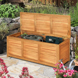 Tangkula 47 Gallon Acacia Wood Deck Box, Garden Backyard Storage Bench, Outdoor Storage Container for Patio Furniture Cushions and Gardening Tools Tangkula