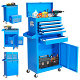 INTERGREAT Blue Tool Chest, 5-Drawer Rolling Tool Chest with Detachable Top Tool Box, Tool Chest with Universal Lockable Wheels, Metal Tool Cart for INTERGREAT