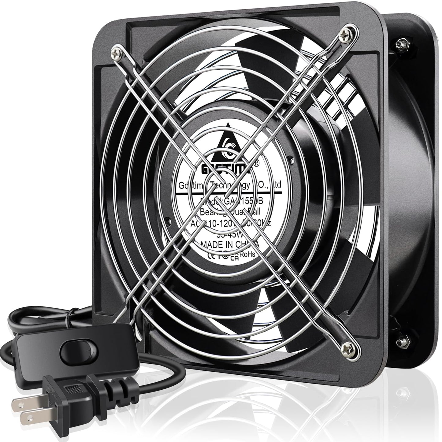 GDSTIME AXIAL Fan 15050, 110V 120V AC 150mm x 150mm x 50mm Fan, Ventilation Exhaust Projects Cooling Fan - WoodArtSupply