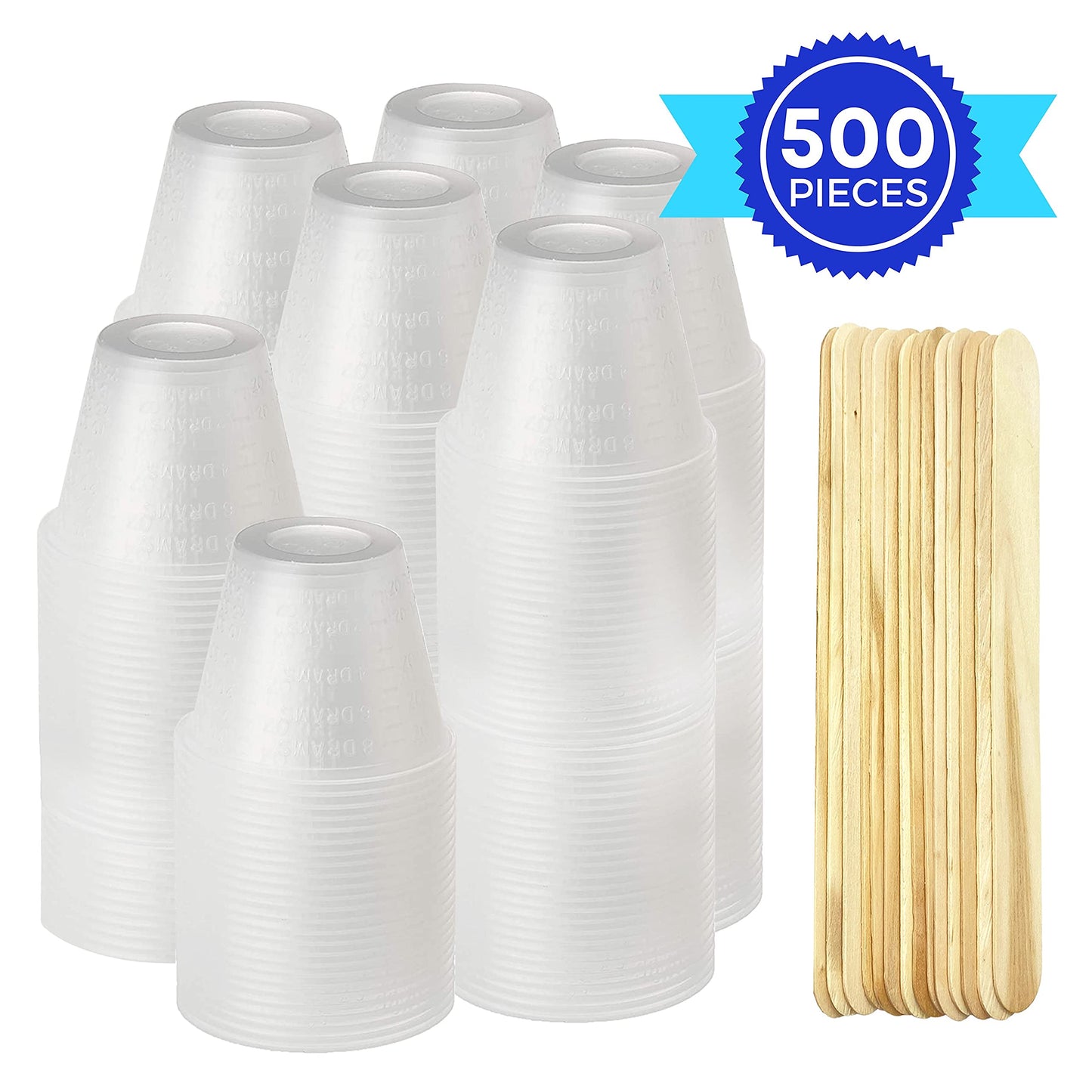 [400 Pack - 1oz] Epoxy Resin Mixing/Medicine Cups With 100 Bonus Mixing Sticks For Mixing Paint, Stain, Epoxy, And Resin - 1 Ounce (30ml) Graduated - WoodArtSupply