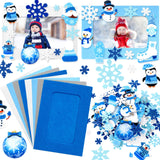 Ferraycle 232 Pieces Winter DIY Picture Frames Craft Kit for Kids 32 Pieces Winter Photo Frames with 200 Stickers to Decorate for Xmas Winter Party Ferraycle