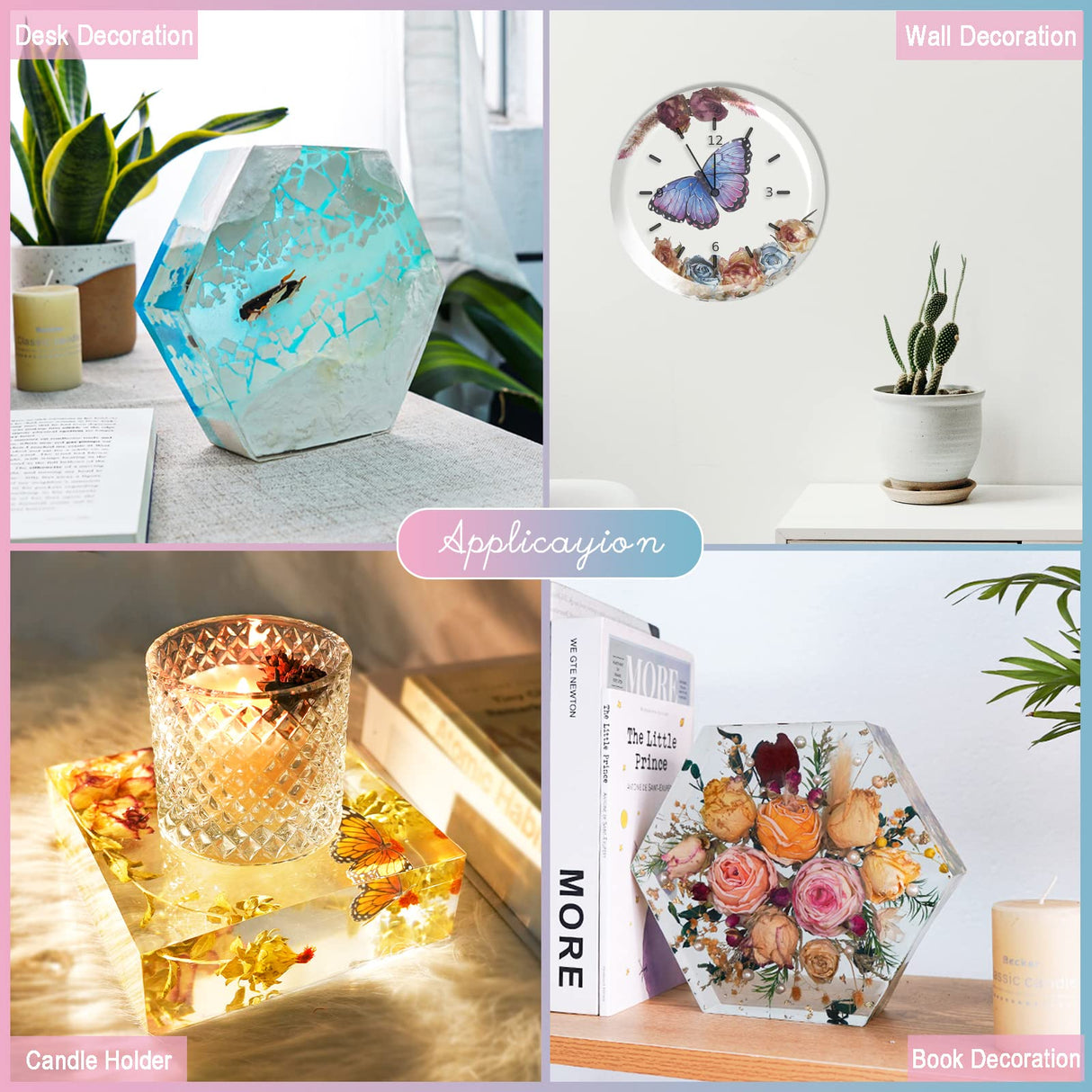 LET'S RESIN Upgrade Epoxy Resin Molds,Large Resin Molds for Flowers Preservation,Glossy Deep Hexagon Square Round Silicone Molds for Resin LET'S RESIN