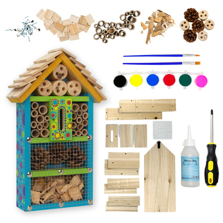 SparkJump Premium Bug Hotel Kit - DIY Solid Cedar Wood Craft Kit for Building Your Own Bee Hotel, Lady Bug House, or Mason Bee House - Educational SparkJump