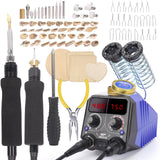 WEP 939D-VII 2-IN-1 Wood Burning Kit 84-IN-1 with 51 Solid Points and 23 Wire Nibs Wood Burner with 2 Letter Number Stencils, 6 Unfinished Wood, 1 WEP