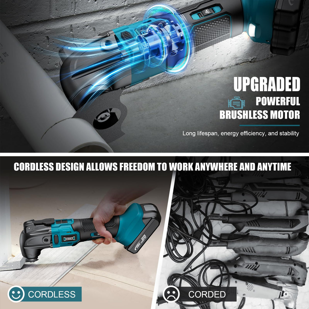 Cordless Oscillating Tool for Makita 18V Battery, 6 Variable Speed Brushless-Motor Tool, Oscillating multi tool kit for Cutting Wood Drywall Nails DIYtoolifz