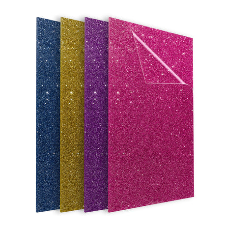 TOEPODO Glitter Acrylic Sheets Both-Side Glittering Colors Set of 4 11.81"x7.87"x1/8 Cast Acrylic Blanks - Glossy Plexiglass Sheets for Art Design TOEPODO
