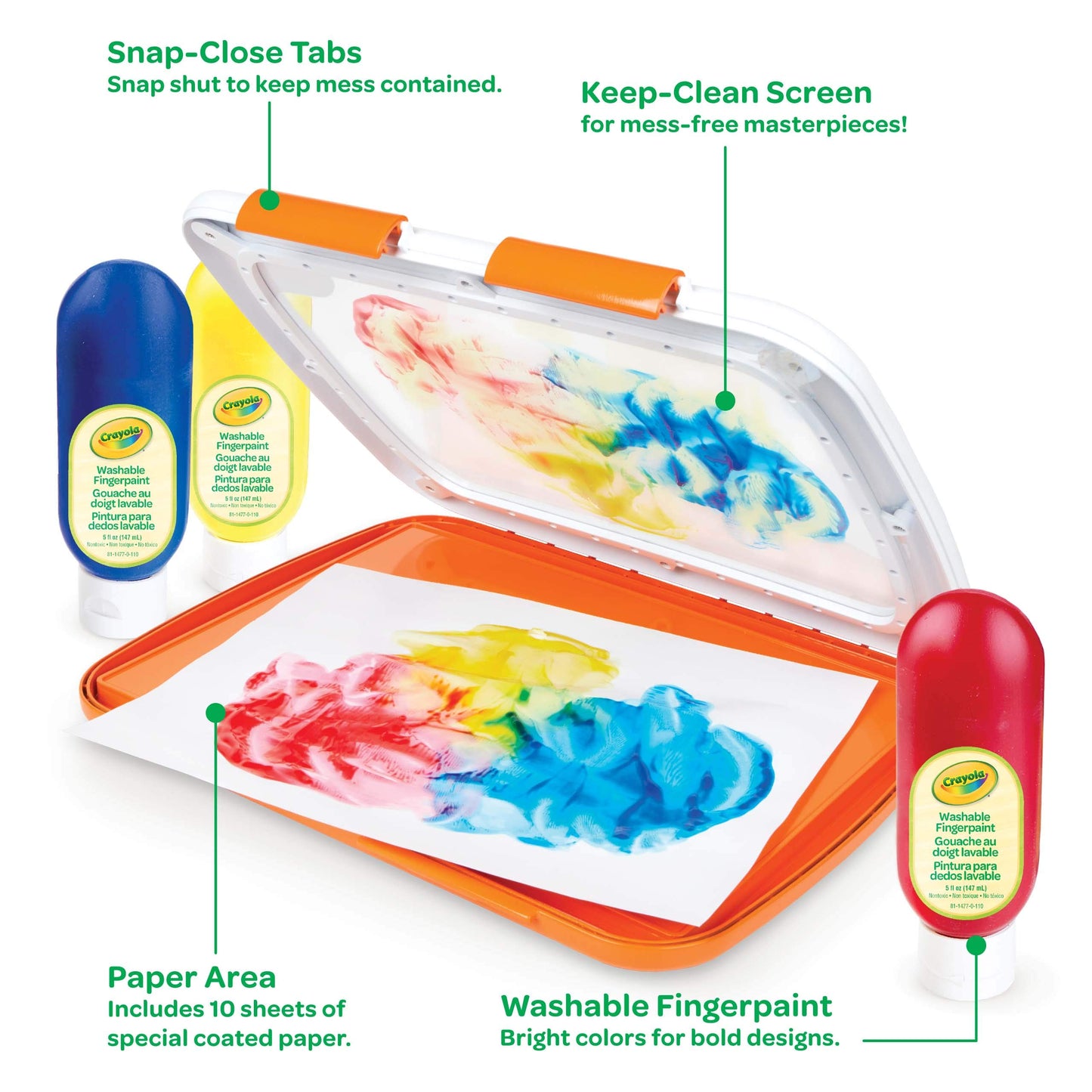 Crayola Washable Finger Paint Station, Less Mess Finger Paints for Toddlers, Kids Gift - WoodArtSupply