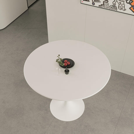 Walnut Round Tulip Dining Table for 2-4 People - Modern Mid-Century Design with Sturdy MDF Top and Pedestal Base YESGIGA