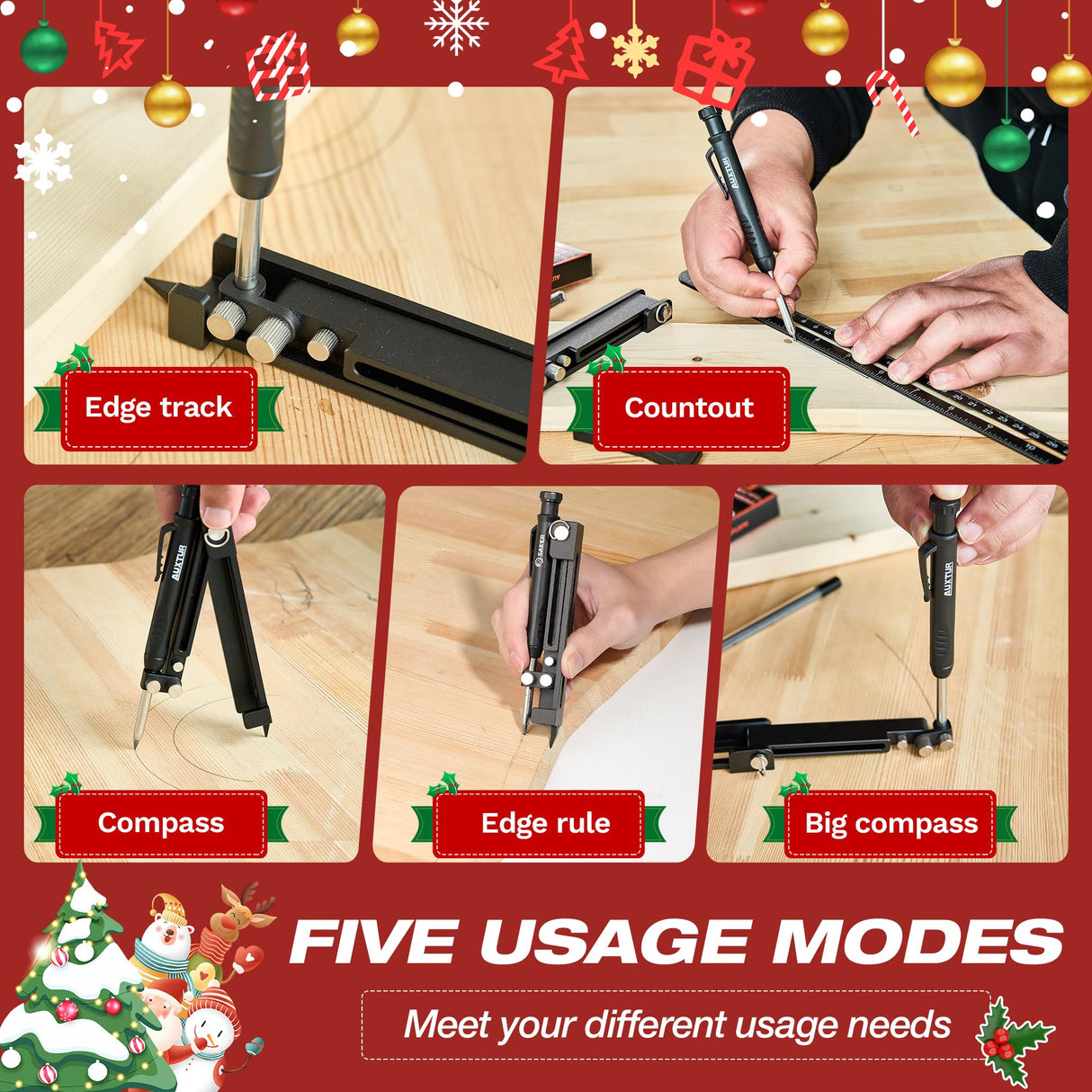 AUXTUR Contour Gauge Scribeing Tool,Supergauge Shape and Outline Tool with Aluminum Alloy,Woodworking Tools,Carpenter Pencil Holder for Marking Gauge AUXTUR