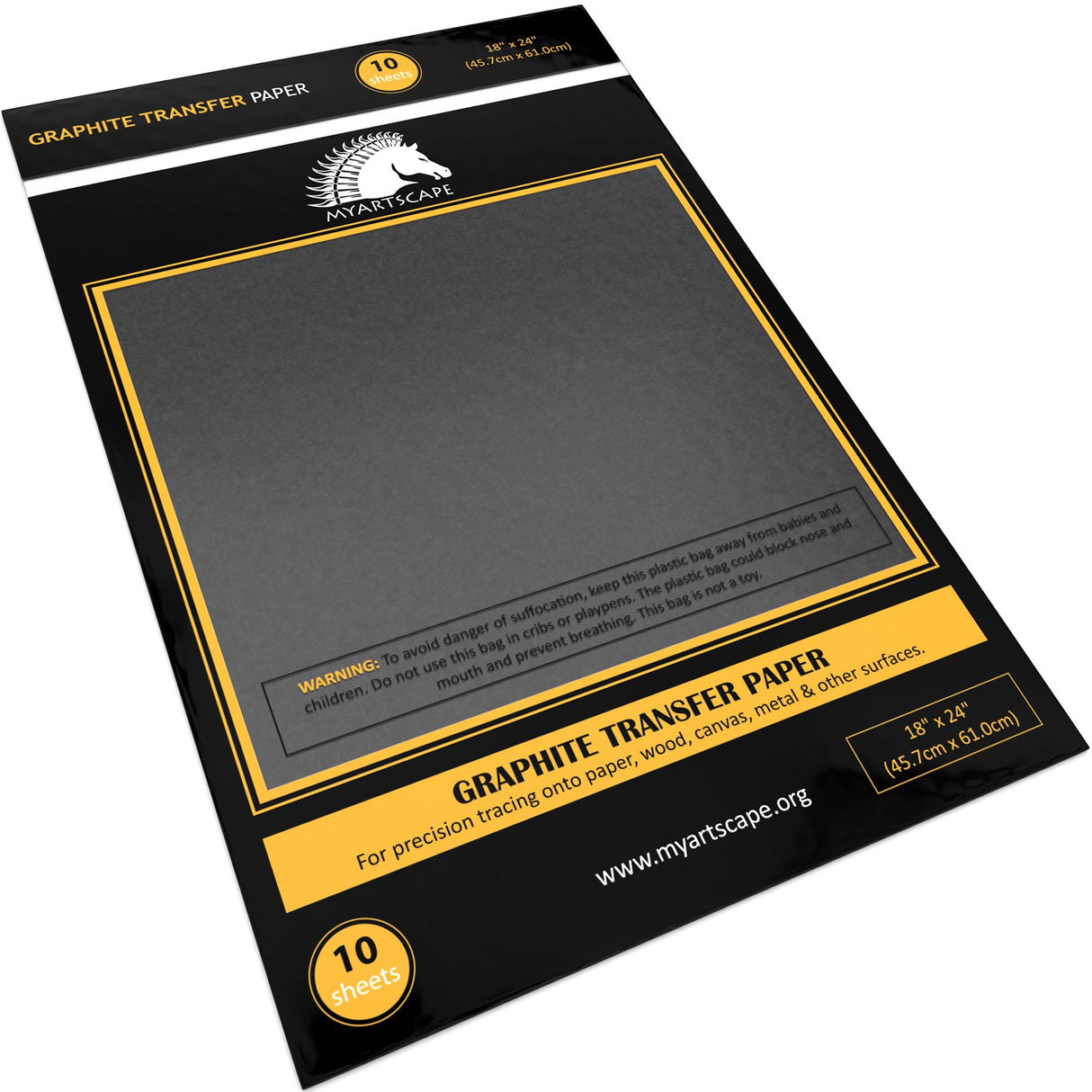 MyArtscape Graphite Transfer Paper, 18" x 24" - 10 Sheets - Black Waxed Carbon Paper - for Drawing, Tracing and Transfer - Premium Arts and Crafts MyArtscape