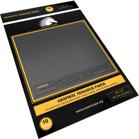 MyArtscape Graphite Transfer Paper, 18" x 24" - 10 Sheets - Black Waxed Carbon Paper - for Drawing, Tracing and Transfer - Premium Arts and Crafts MyArtscape