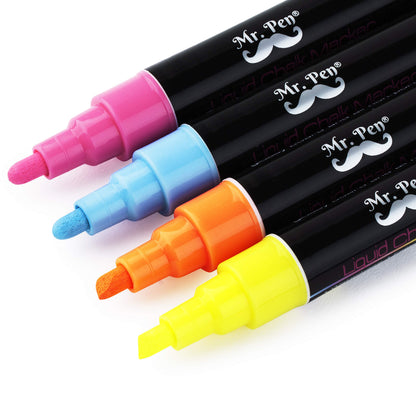 Mr. Pen- Chalk Markers, 6 Pack, Dual Tip, Vibrant Colors, 8 Labels,  Chalkboard Markers, Liquid Chalk Markers, Chalk Pens, Chalk Markers for