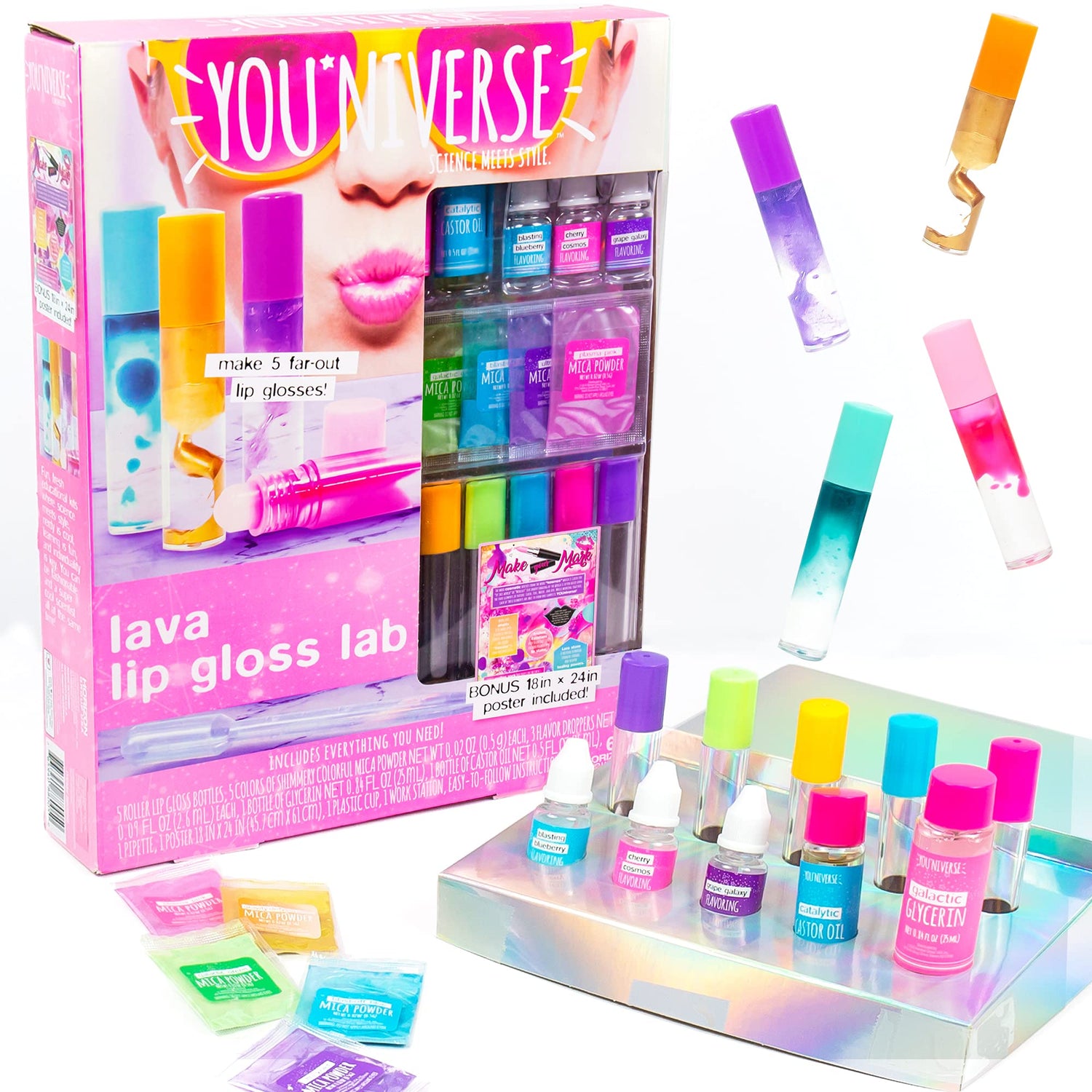 Just My Style You*niverse Lava Lip Gloss Lab, At-Home STEM Kits For Kids Age 6 And Up, Makeup Kits, DIY, Activities for Birthday Parties, Sleepovers Just My Style