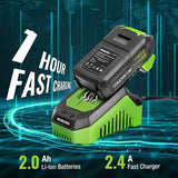 WORKPRO 20V Cordless Drill Driver Kit, 3/8'' Keyless Chuck, 2.0 Ah Li-ion Battery, 1 Hour Fast Charger and 11-inch Green Storage Bag Included WORKPRO