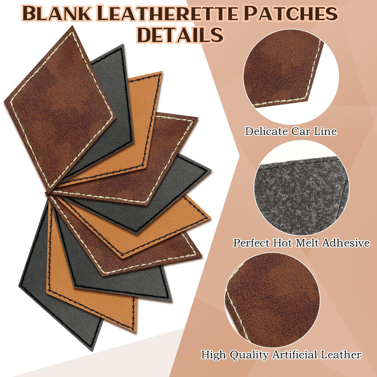 Yunlly 180 Pcs Rustic Leather Patches for Hats with Adhesive Heat Laser Engraving Blanks Patch Faux Leatherette Blank Patches for Embroidery Sew Yunlly