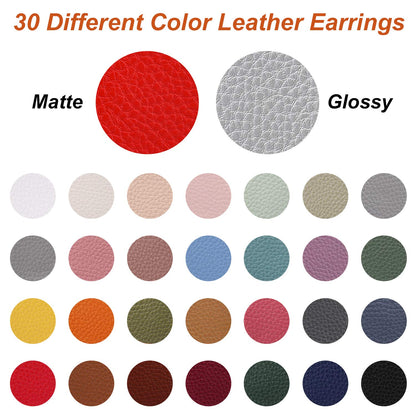 30 Pairs of Teardrop Double-sided Leather Earrings with 30 Color for Women Girls Jewelry Fashion and Valentine Birthday Party Gift - WoodArtSupply