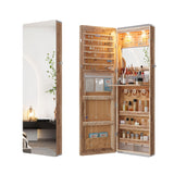 HNEBC LED Mirror Jewelry Cabinet,47.2" Wall Mounted Jewelry Organizer with Full-Length Mirror,Over The Door Hanging Jewelry Armoire Storage HNEBC
