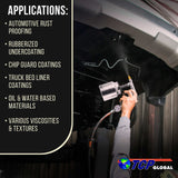 TCP Global Air Rust Proofing and Undercoating Gun with Gauge & Suction Feed Cup, 2 Wands - 22" Long Flexible Extension Wand with Multi-Directional TCP Global