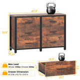 Frmobepts 6 Drawer Dresser, Wooden Dresser for Bedroom, 47" Metal Frame, Black Dresser, Natural Wooden Dresser Furniture, Storage Cabinet for Dining Frmobepts