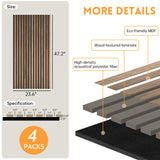 RITOLLO Wood Slat Wall Panel | 4 Pcs Soundproof Wall Panels 48" x 24.5" Wood Wall Panels 3D Sound Dampening Panels Wall Decoration - Walnut RITOLLO