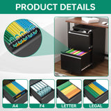 Letaya Mobile File Cabinet with Lock,2 Drawer Under Desk Metal Rolling Filing Cabinets for Home Office Organizer Letters/Legal/A4(Required Letaya