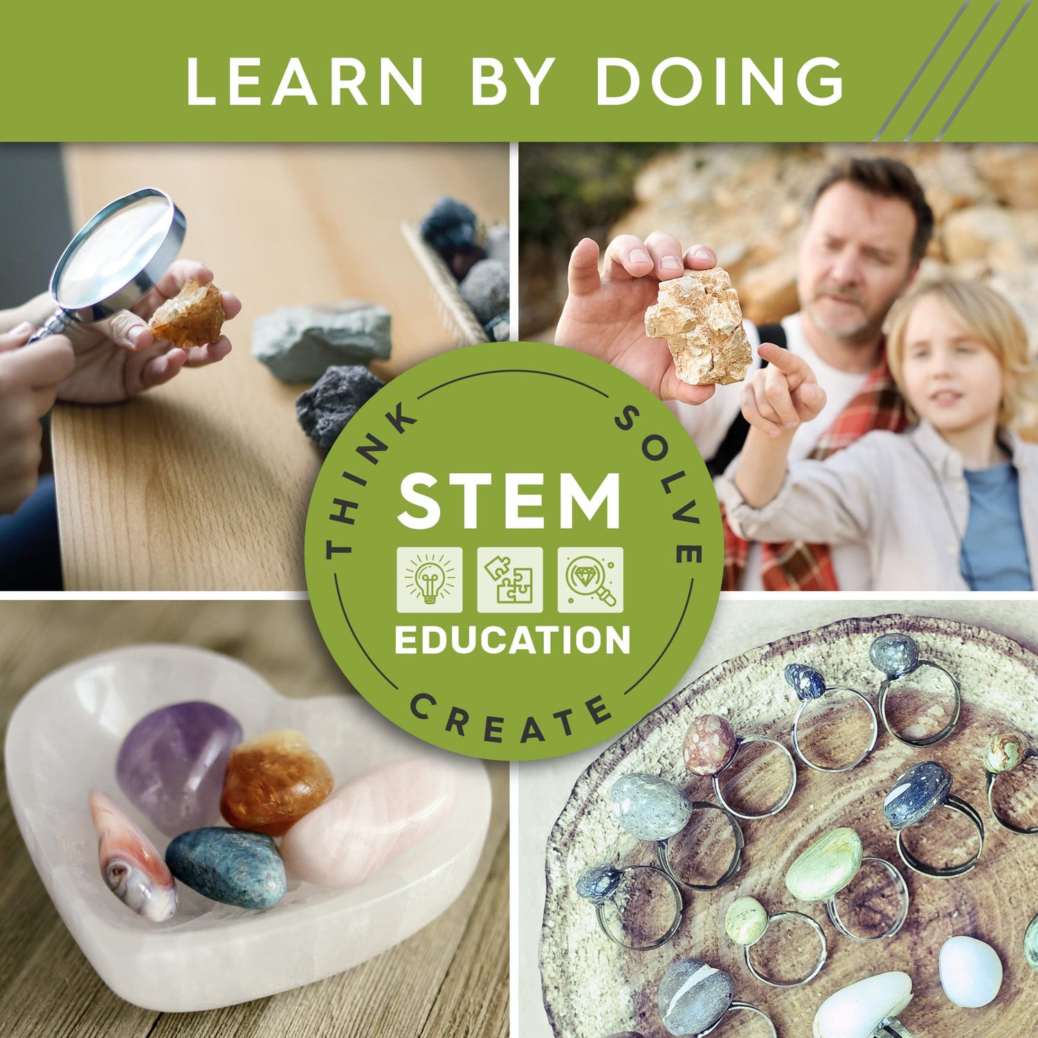 Polly Plastics Rock Polishing Kit with Rock Tumbler, Rough Gemstones, Professional Polishing Grits, and Guide to Rock Tumbling | Complete Hobby Polly Plastics