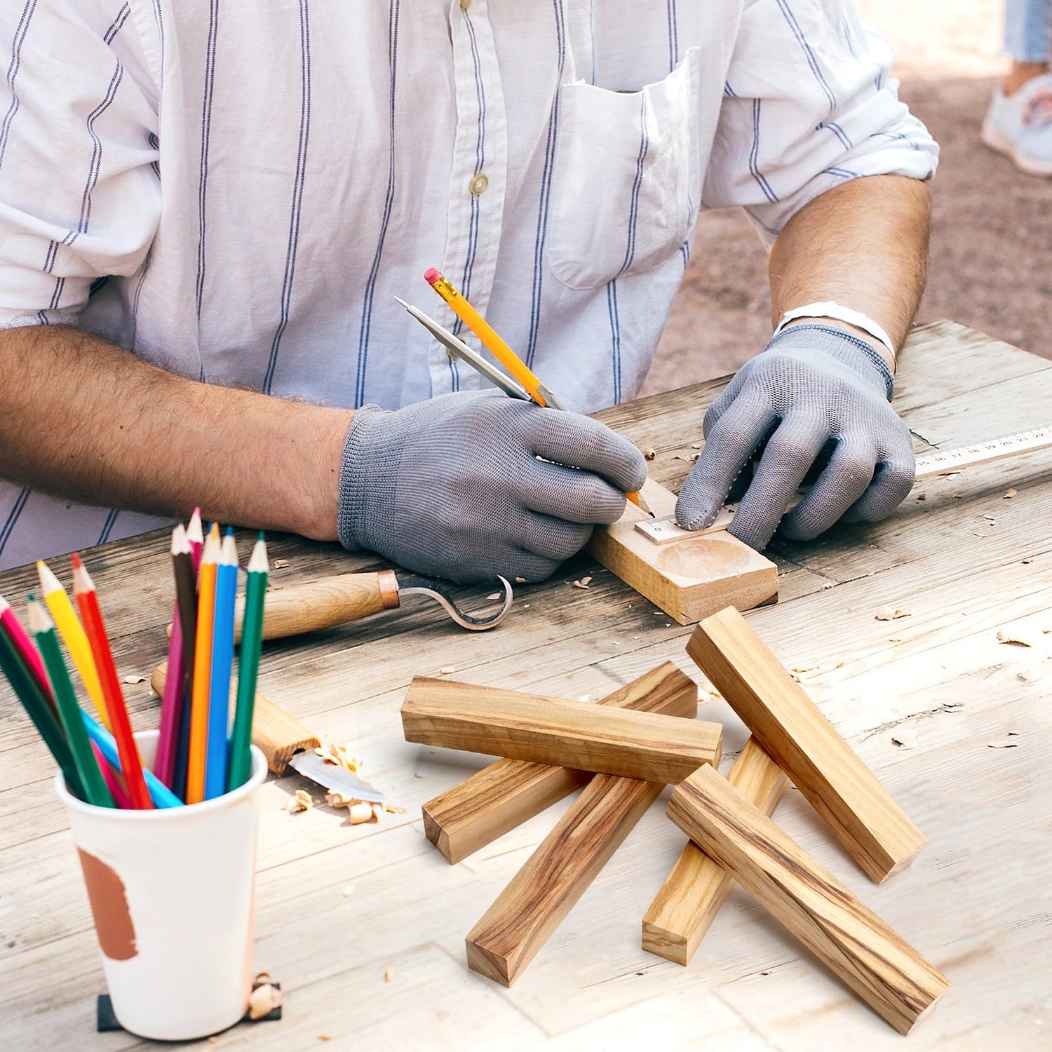 Spiareal 15 Pcs Olive Wood Pen Blanks Pen Turning Supplies DIY Crafts Pen Turning Kit, 5 x 3/4 x 3/4 Inch Spiareal