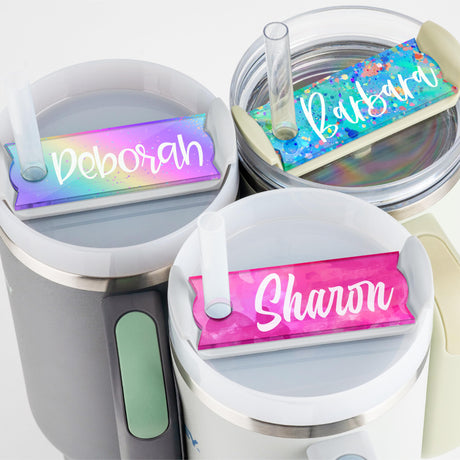 Personalized Stanley Tumbler Name Plates - Colorful - Custom Name Tag for 20 30 40 Oz Tumblers, Tumbler Lid Topper - Ideal Stanley Cup ID Accessories GIFTBYGIFTY
