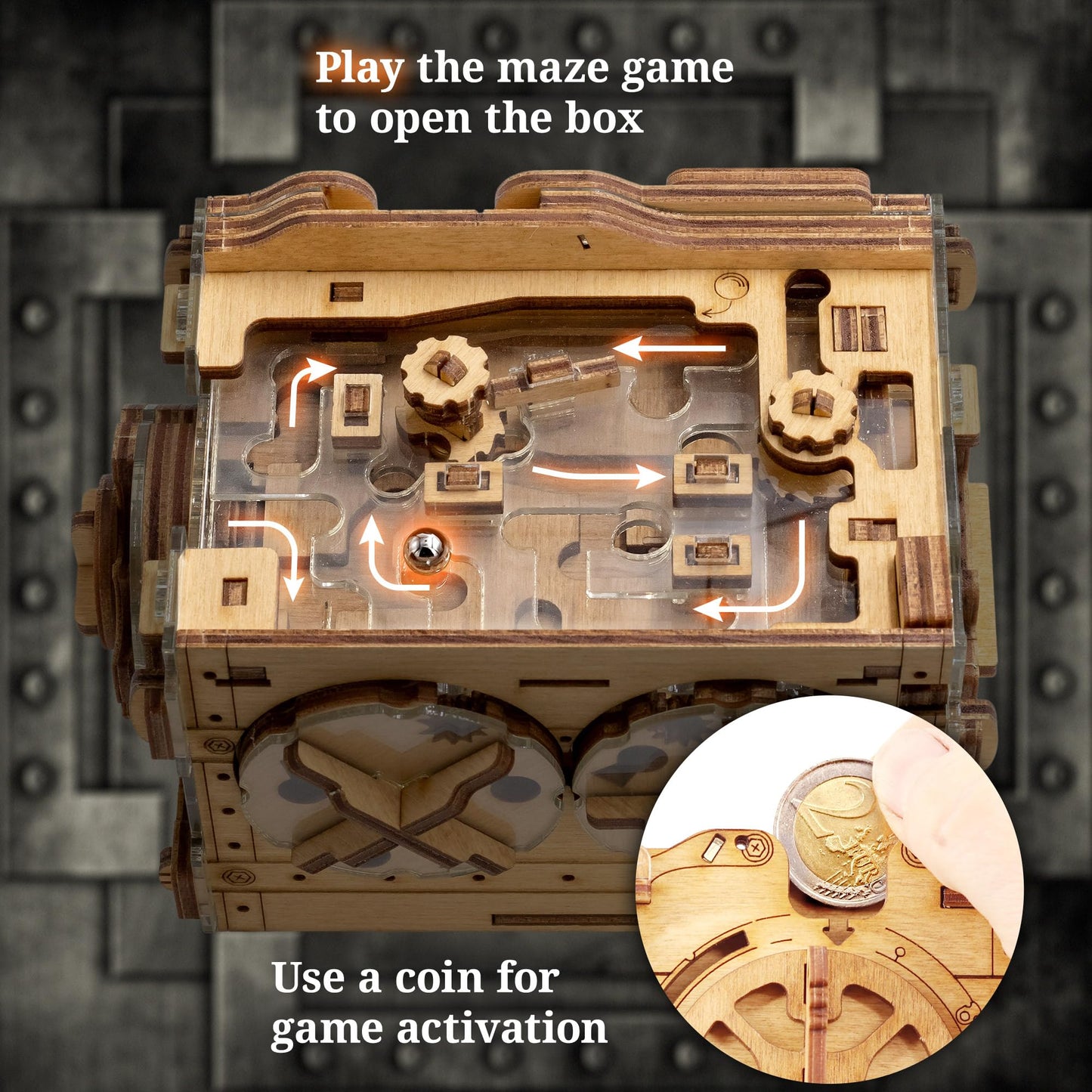 iDventure A-Maze-ing Safe - Marble Run Money Puzzle Box - Tricky Gift Packaging - 3D Puzzle for Adults - Escape Room Game - Brain Teaser - Birthday - WoodArtSupply