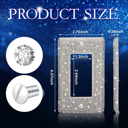 Rhinestones Wall Plate 2 Pieces Cover Shiny Light Switch Cover Single Gang Outlet Covers Bling Crystal Wall Plates Decorator Switch Plate Covers - WoodArtSupply