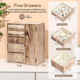 Homde Wood Jewelry Organizer 5 Layer Jewelry Box for Rings, Necklaces, Earrings, Bracelets, Watches Rustic Jewelry Boxes & Organizers for Women Homde
