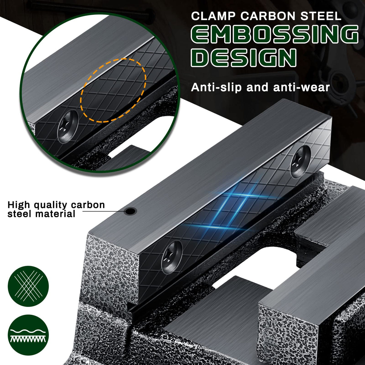 Tools Drill Press Vise Metal Drill Press Vice Workbench Drill Vise Clamp with 2 Pieces Magnetic Vise Pads Multi Grooved Pads Set for Daily Working Lanties