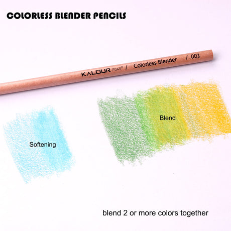KALOUR Colorless Blender and Burnisher Pencils Set,Non-pigmented, Wax Based Pencil,perfect for Blending Softening Edges,ideal for Colored Pencils,Art KALOUR
