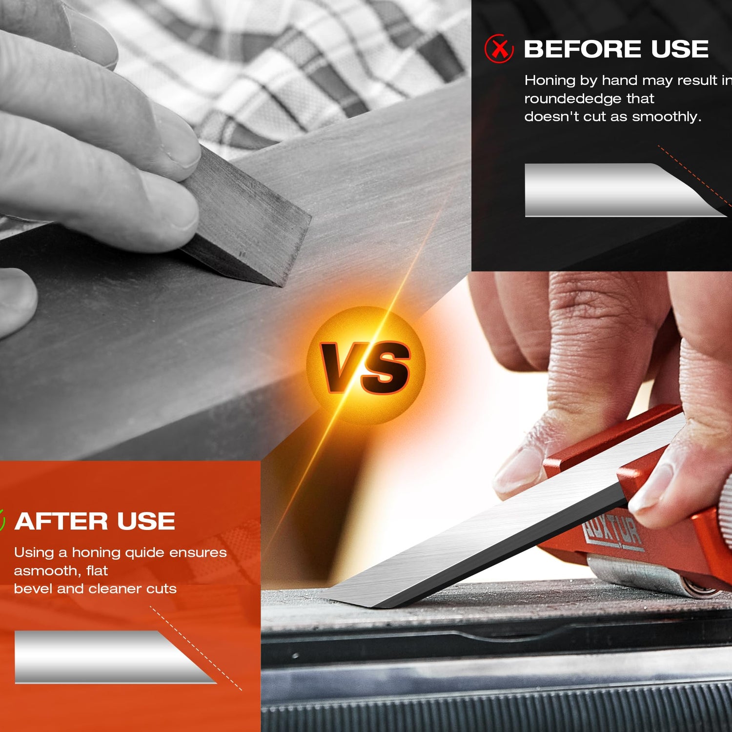 AUXTUR Sharpening Stone with Honing Guide Tool,chisel set for Woodworking,Flattening Stone,Complete Sharpening System Tools for Chisel Sharpening and AUXTUR