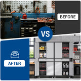 Fesbos 73" Metal Cabinet-Black&Gray Heavy Duty Rolling Storage Cabinet Steel Tool Cabinets with Wheels, Shelves, Lockable Doors and Drawers- for Fesbos