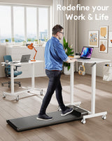 JOY worker Mobile Standing Desk, 35In Small Standing Desk with Curved Desktop, Pneumatic Height Adjustable Rolling Desk Holds Up to 33lbs, White JOY worker