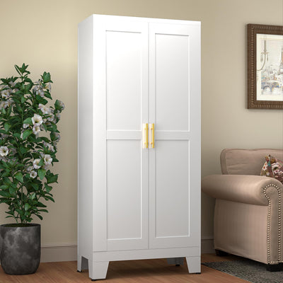 GAIOUS 61.02" Pantry Cabinet, Kitchen Pantry Storage Cabinets with Adjustable Shelves and Feet, White Pantry Storage Cabinet for Kitchen, Dining