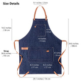 a u sure Denim Apron with Pockets Blue Tall Bib Apron Large with Long Ties Adjustable - Gifts for Men Women a u sure