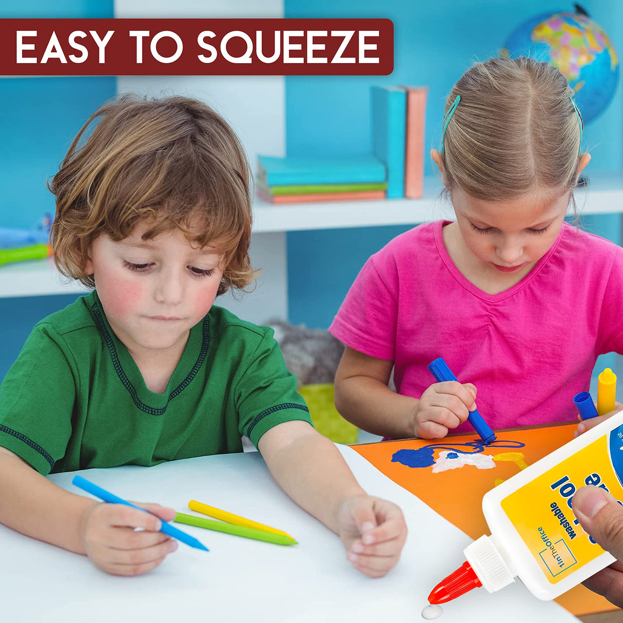 1InTheOffice White Glue Bottles, Washable School Glue White, No-Run 4 oz. 4/Pack 1InTheOffice